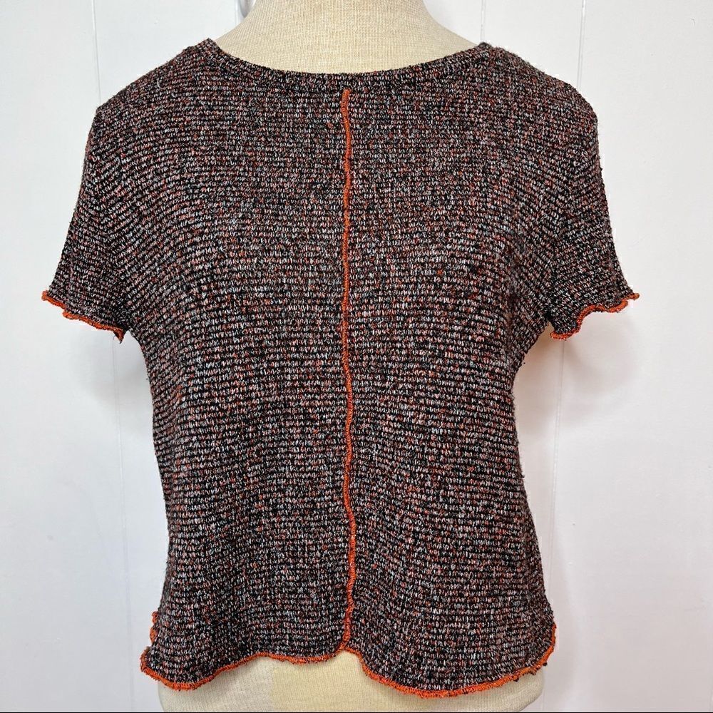 Zara Trafaluc Crop Top Womens Small Knit Inside Out Seam Contrast Stitching